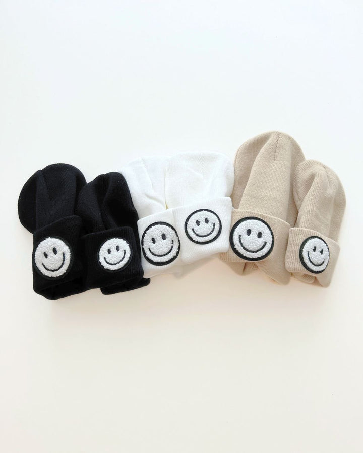 Smiley Beanie | Black - Beanie - LUCKY PANDA KIDS