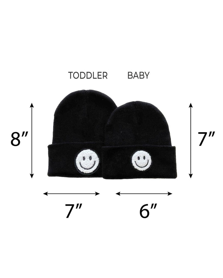 Smiley Beanie | Black - Beanie - LUCKY PANDA KIDS