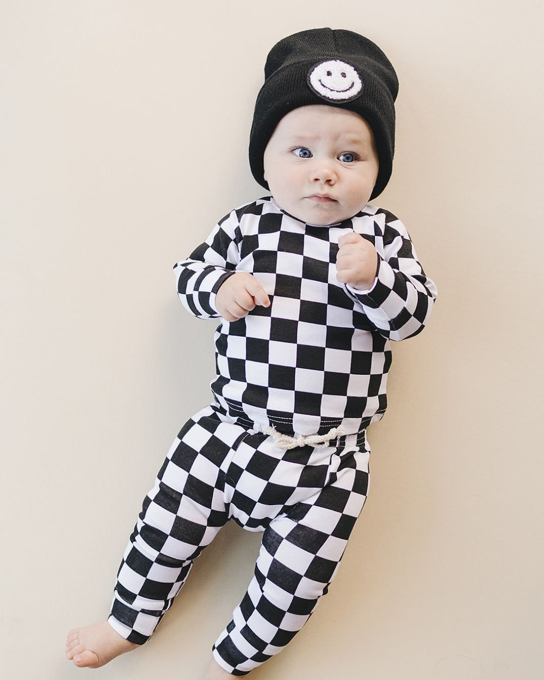 Smiley Beanie | Black - Beanie - LUCKY PANDA KIDS