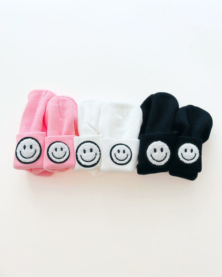 Smiley Beanie | Pink - Beanie - LUCKY PANDA KIDS