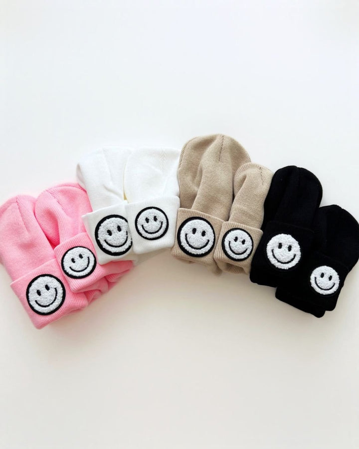 Smiley Beanie | Pink - Beanie - LUCKY PANDA KIDS