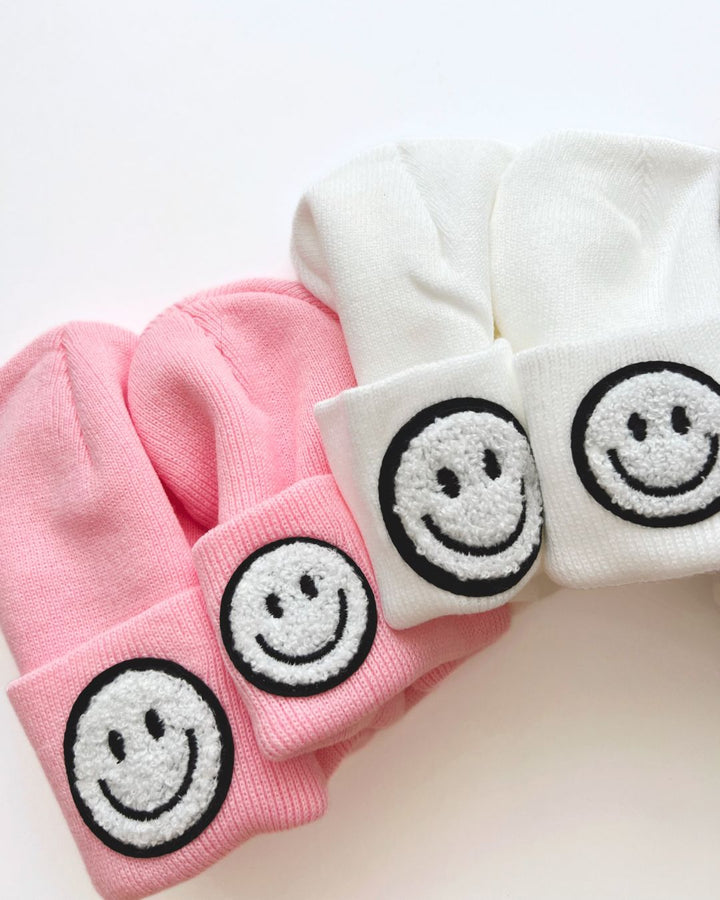 Smiley Beanie | Pink - Beanie - LUCKY PANDA KIDS