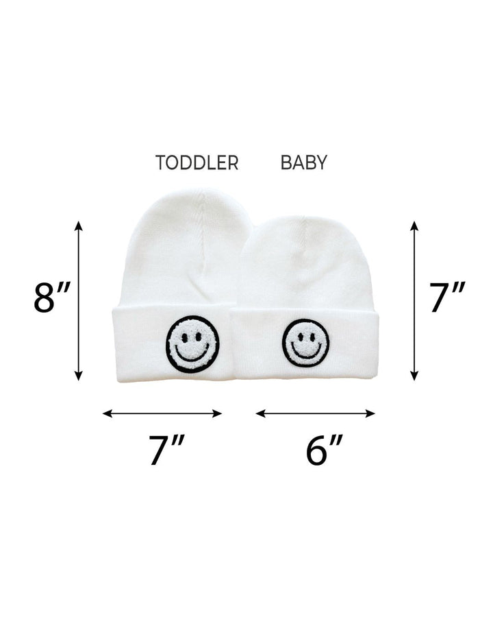 Smiley Beanie | White - Beanie - LUCKY PANDA KIDS
