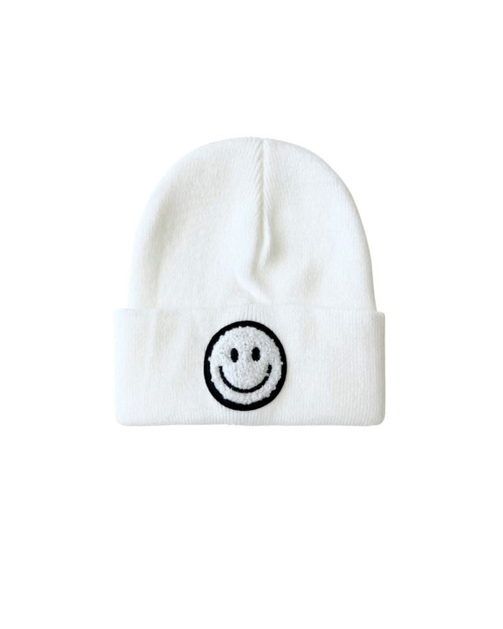 Smiley Beanie | White - Beanie - LUCKY PANDA KIDS