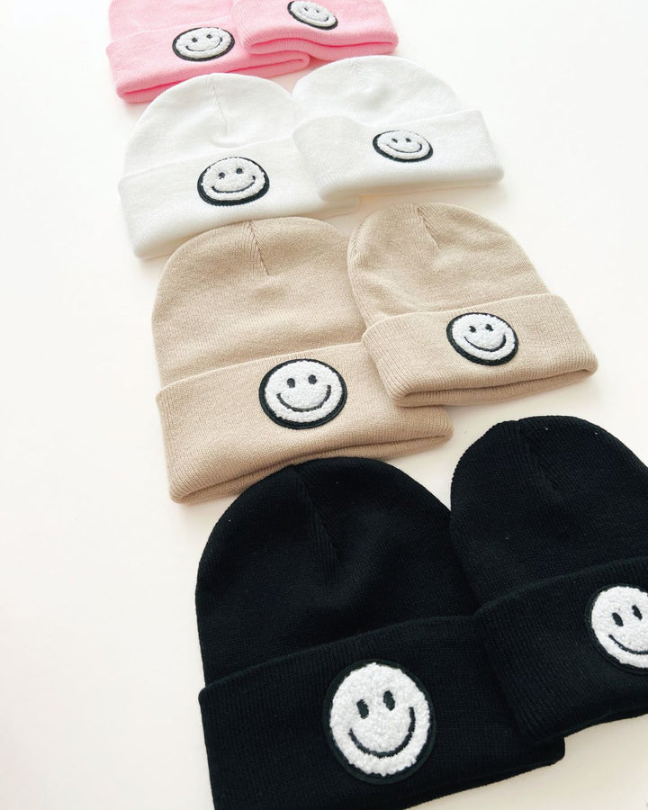 Smiley Beanie | White - Beanie - LUCKY PANDA KIDS