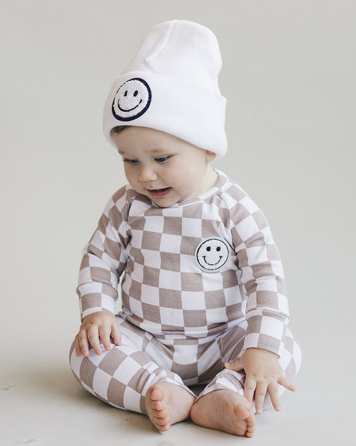 Smiley Beanie | White - Beanie - LUCKY PANDA KIDS