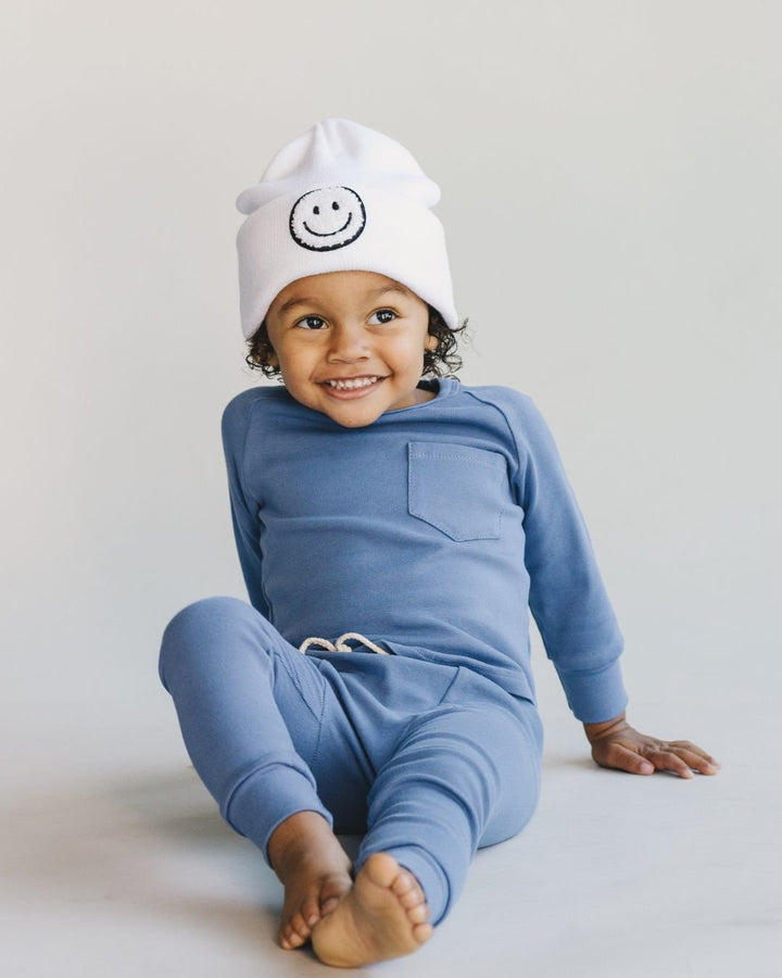 Smiley Beanie | White - Beanie - LUCKY PANDA KIDS