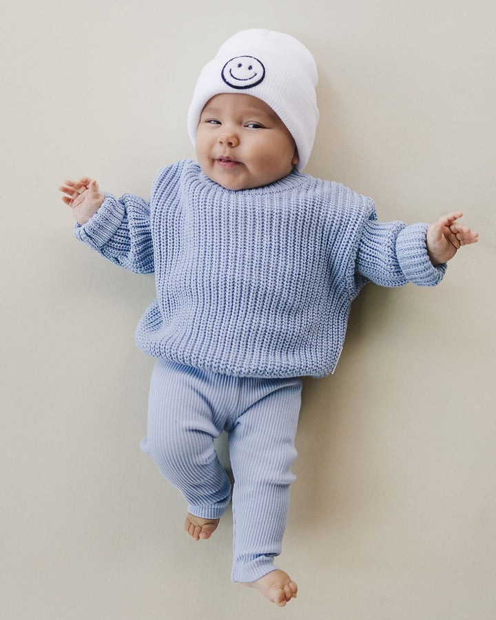 Smiley Beanie | White - Beanie - LUCKY PANDA KIDS