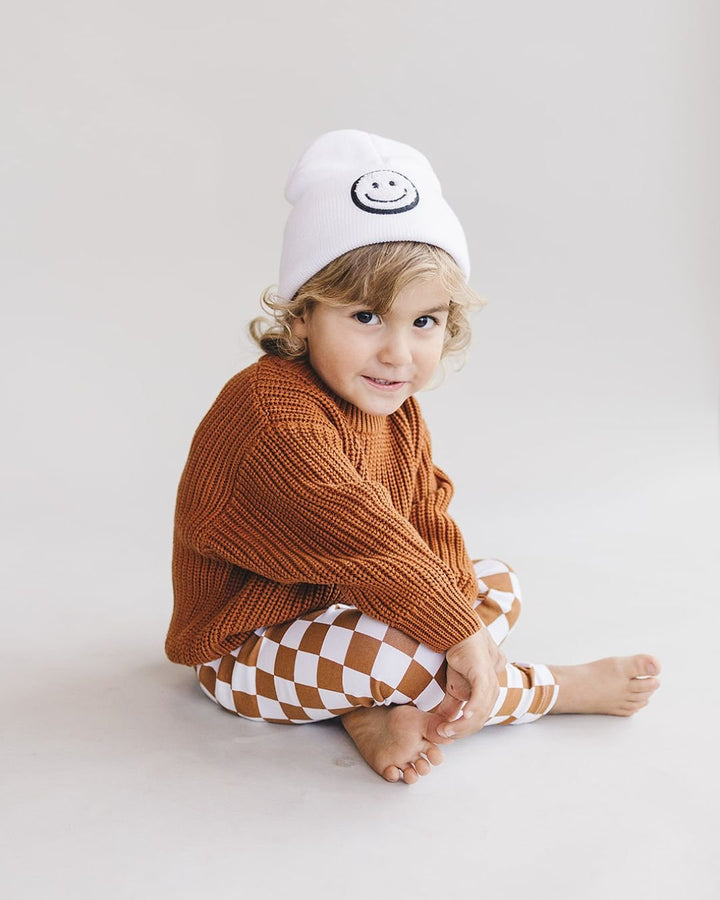 Smiley Beanie | White - Beanie - LUCKY PANDA KIDS