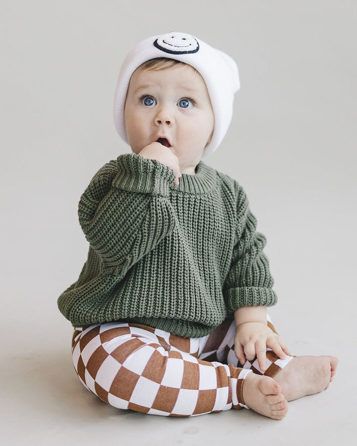 Smiley Beanie | White - Beanie - LUCKY PANDA KIDS
