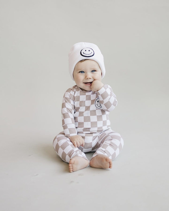 Smiley Beanie | White - Beanie - LUCKY PANDA KIDS