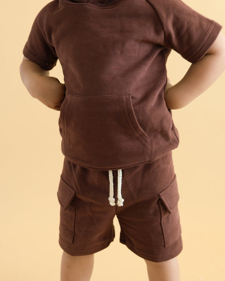 Terry Cargo Shorts Set | Chocolate