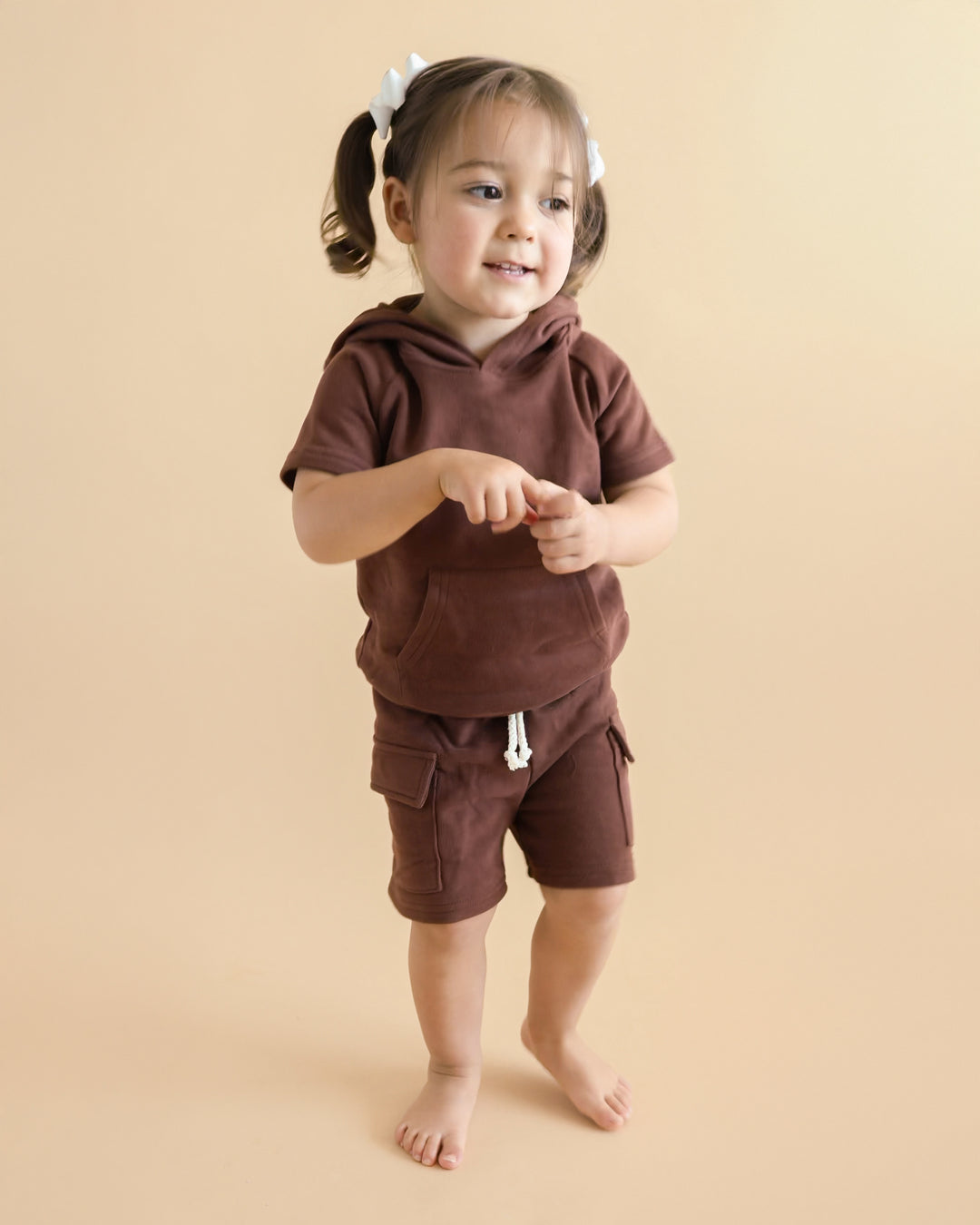 Terry Cargo Shorts Set | Chocolate