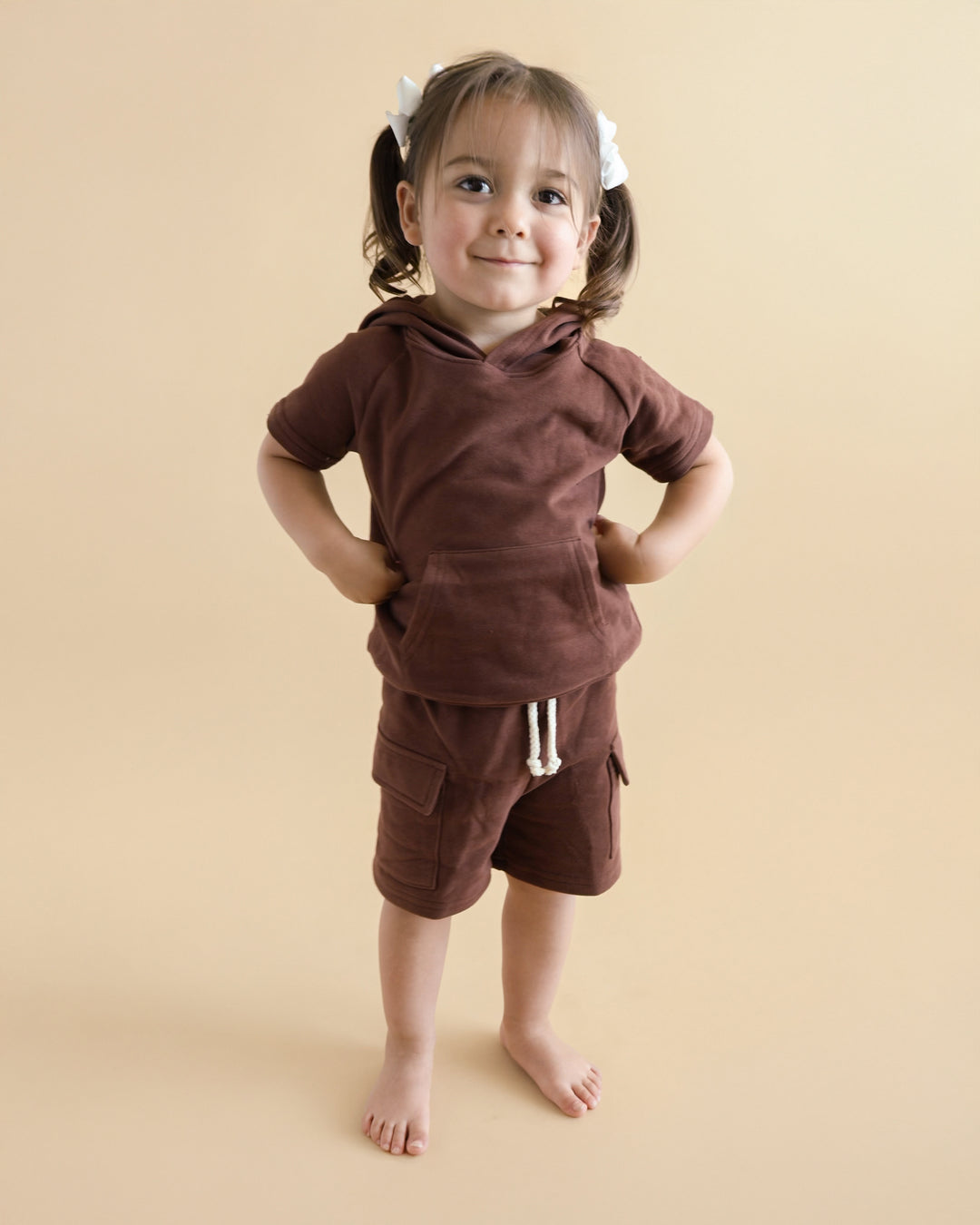 Terry Cargo Shorts Set | Chocolate