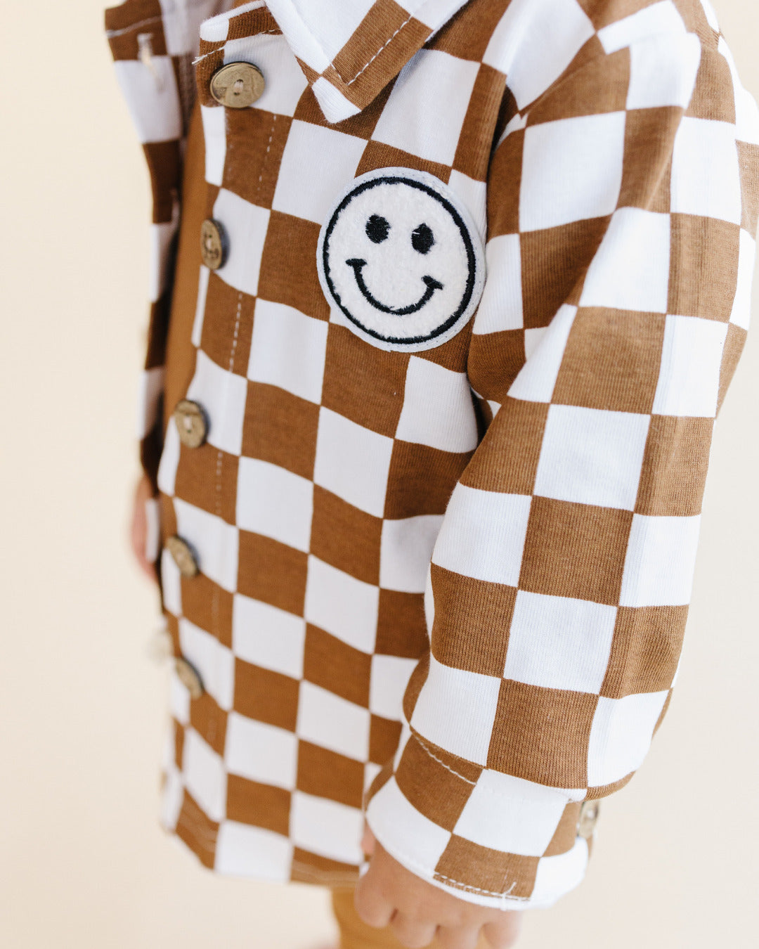 Cotton Shacket | Smiley Checkered Copper