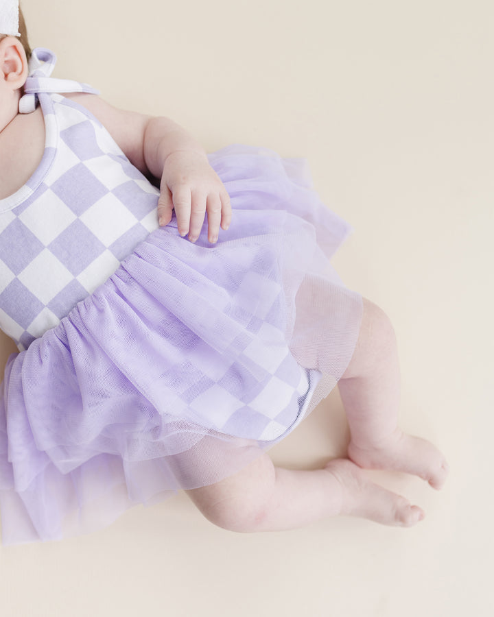 Tutu Romper | Checkered Lavender