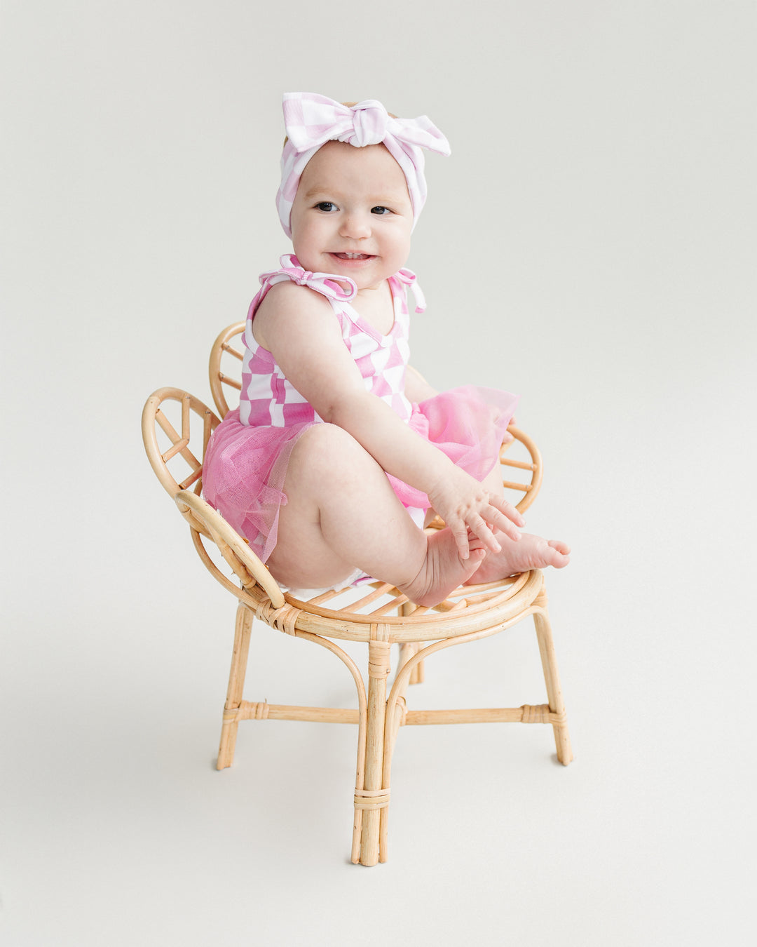 Tutu Romper | Checkered Bubble Gum