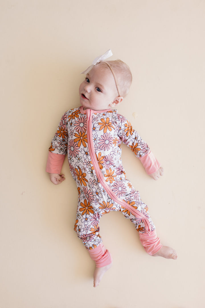 Bamboo Zip Romper | Retro Garden