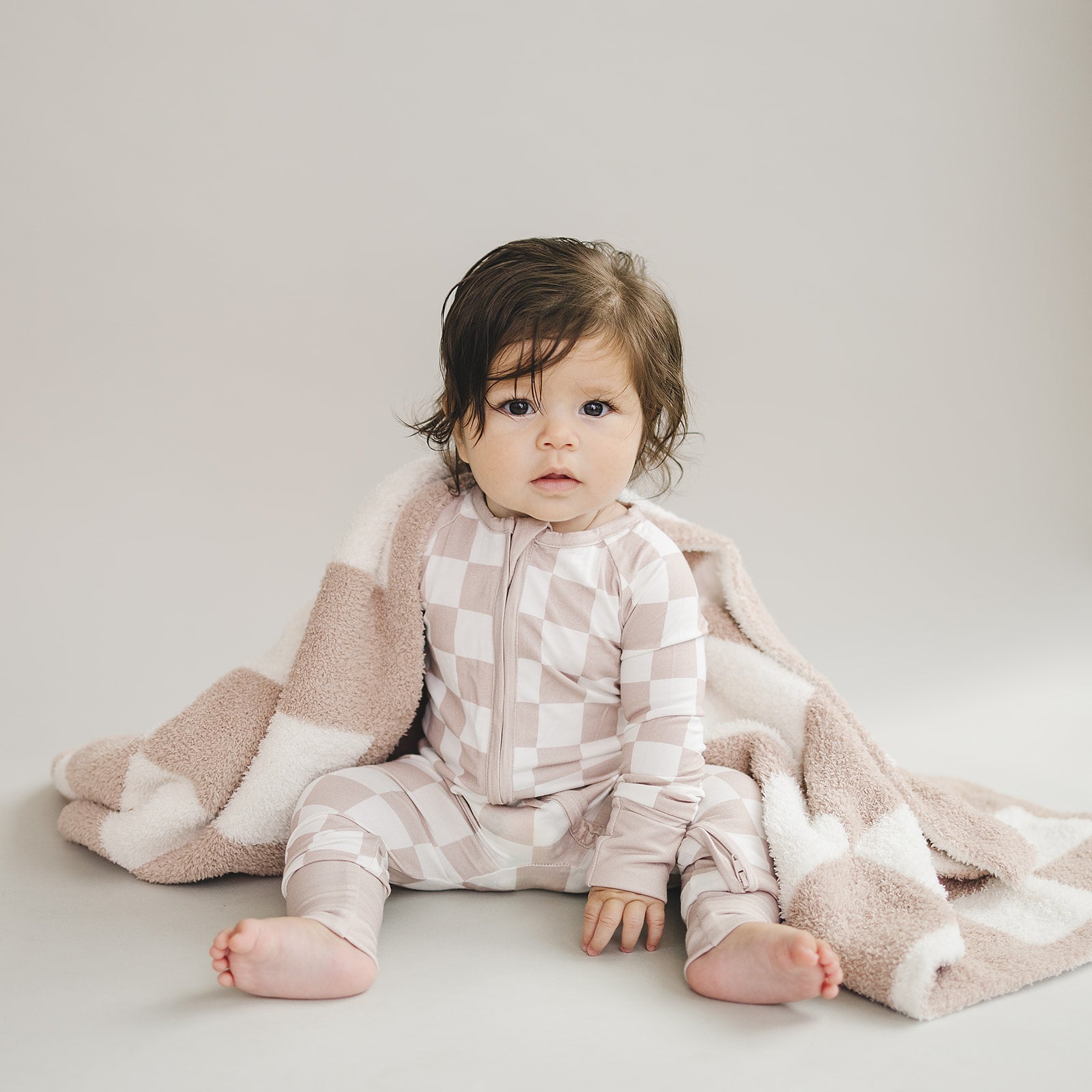 Checkered Plush Blanket | Latte – LUCKY PANDA KIDS