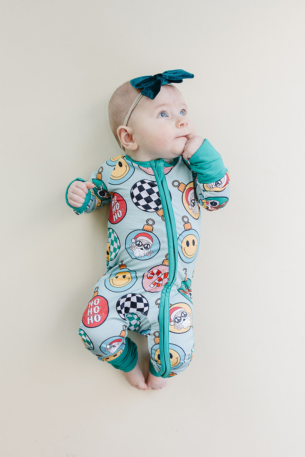 Bamboo Zip Romper | Christmas Ornaments