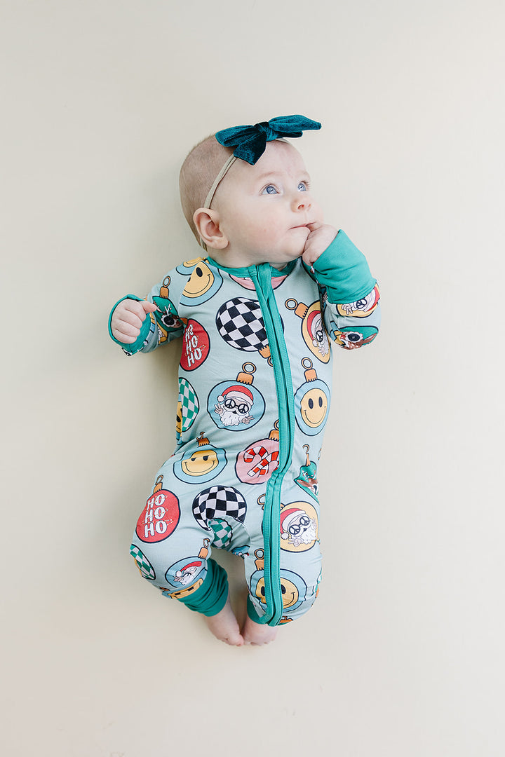 Bamboo Zip Romper | Christmas Ornaments