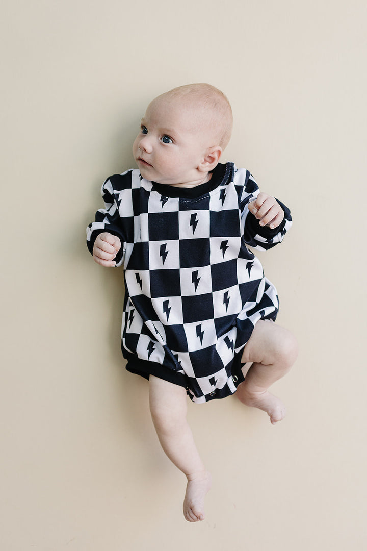 Bubble Romper | Charcoal Bolts