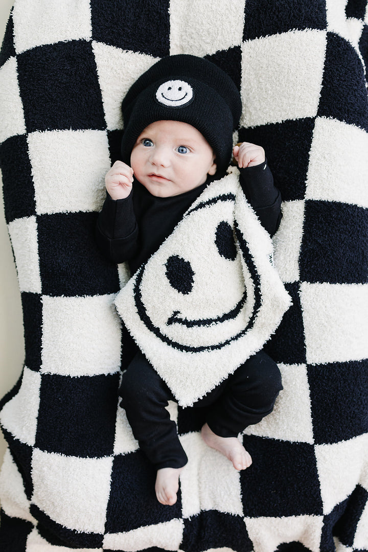 Checkered Plush Blanket | Black