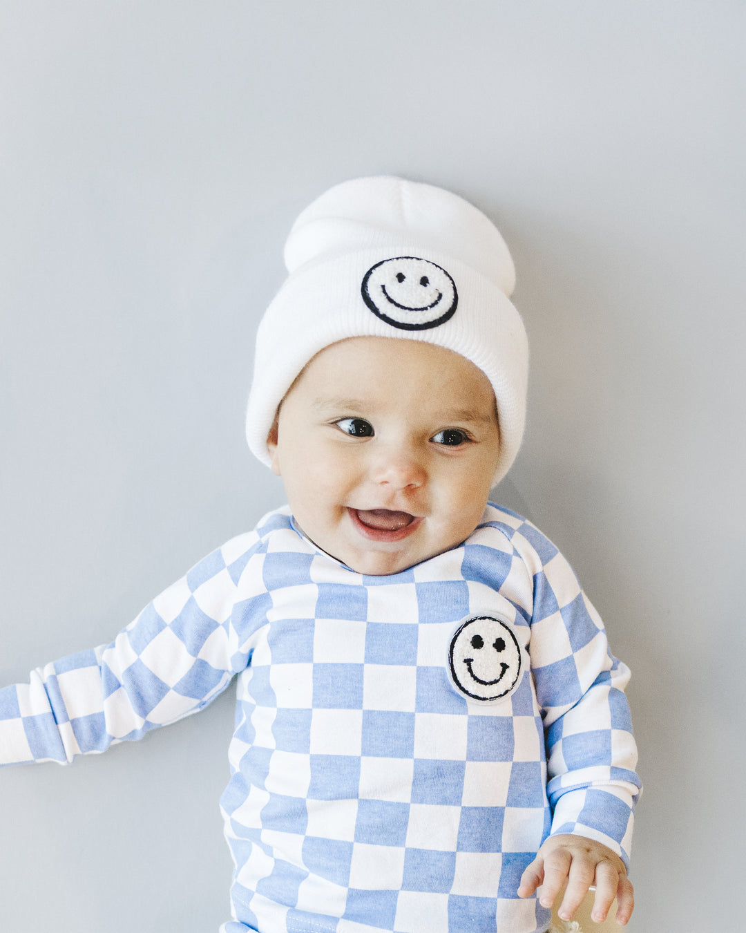 Checkered Smiley Lounge Set | Blue