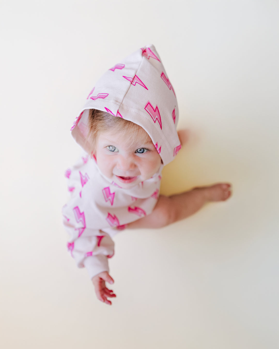 Hooded Bubble Romper | Pink Bolts