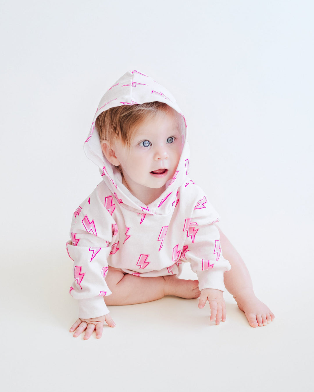 Hooded Bubble Romper | Pink Bolts