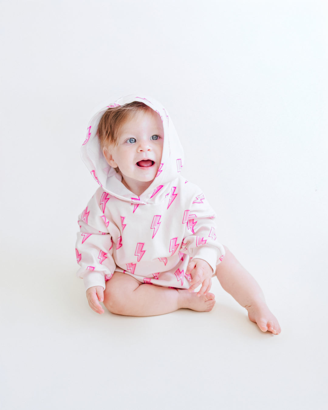 Hooded Bubble Romper | Pink Bolts