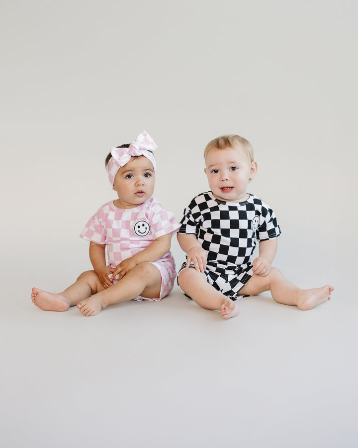 Checkered Shorts Set | Pink