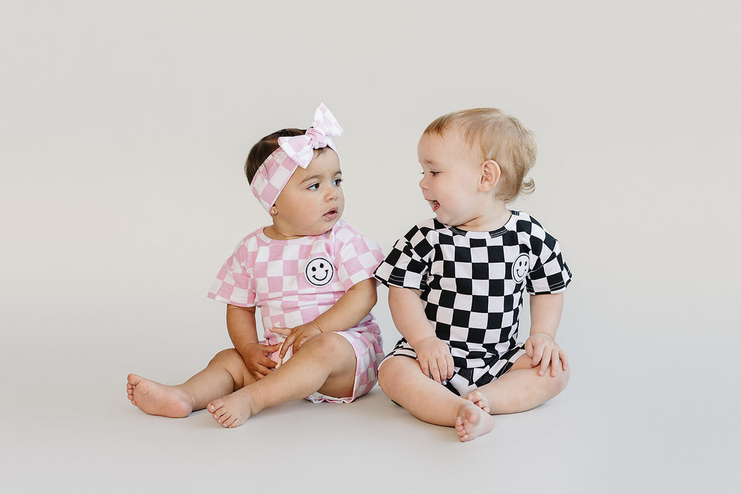 Checkered Shorts Set | Pink