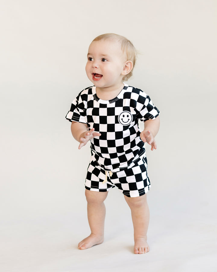 Checkered Shorts Set | Black