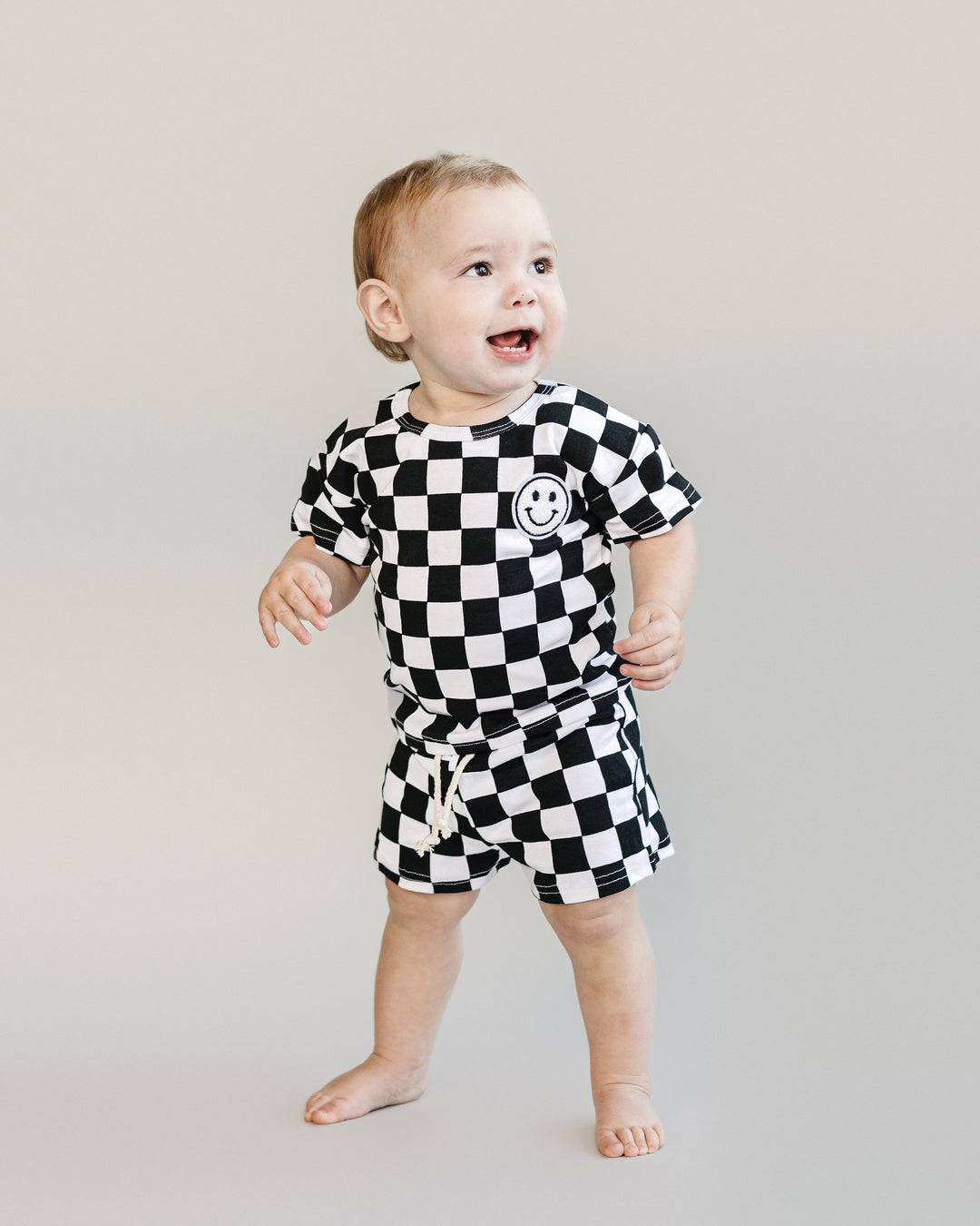 Checkered Shorts Set | Black