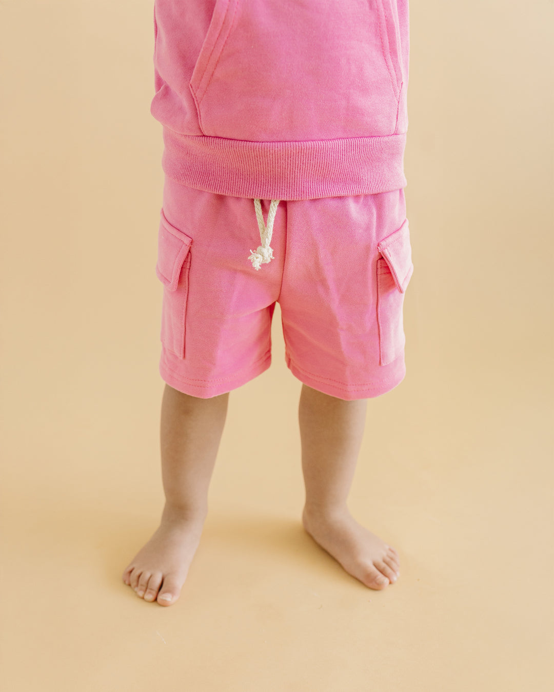 Terry Cargo Shorts Set | Pink