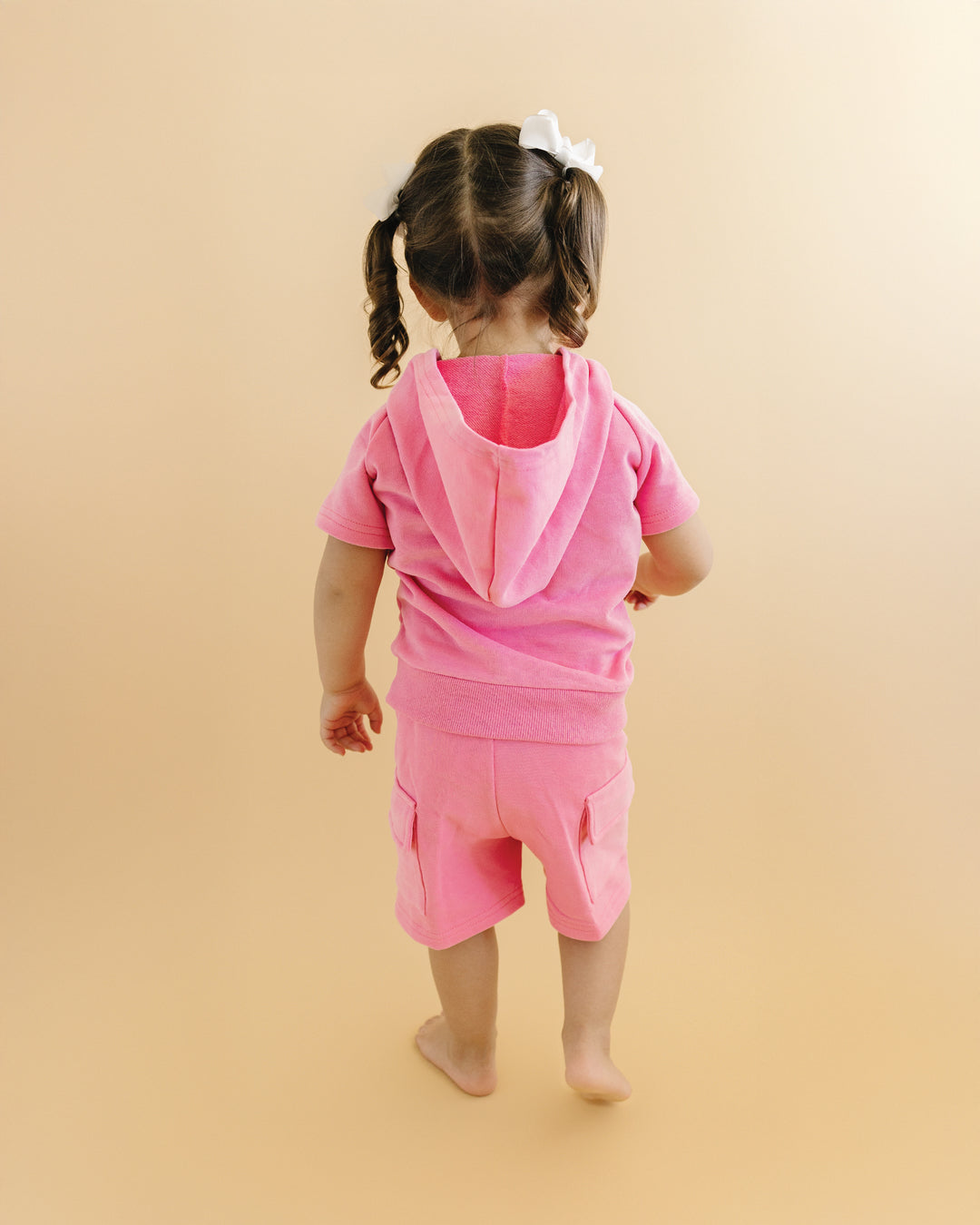 Terry Cargo Shorts Set | Pink