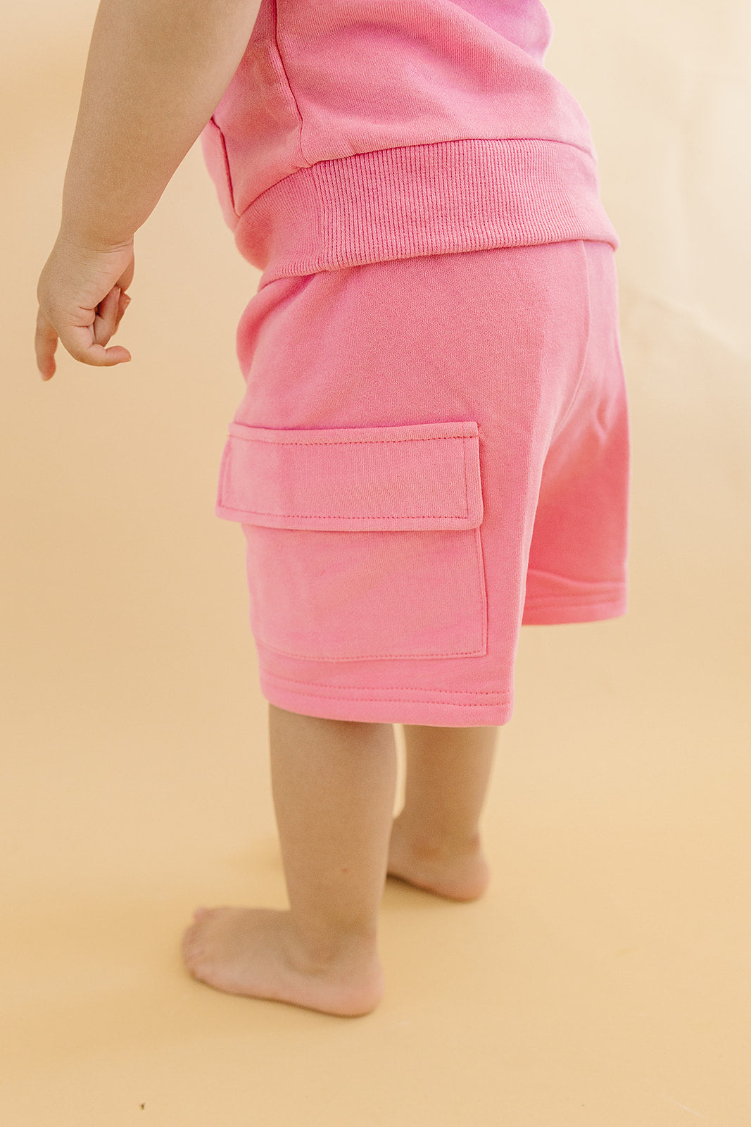 Terry Cargo Shorts Set | Pink