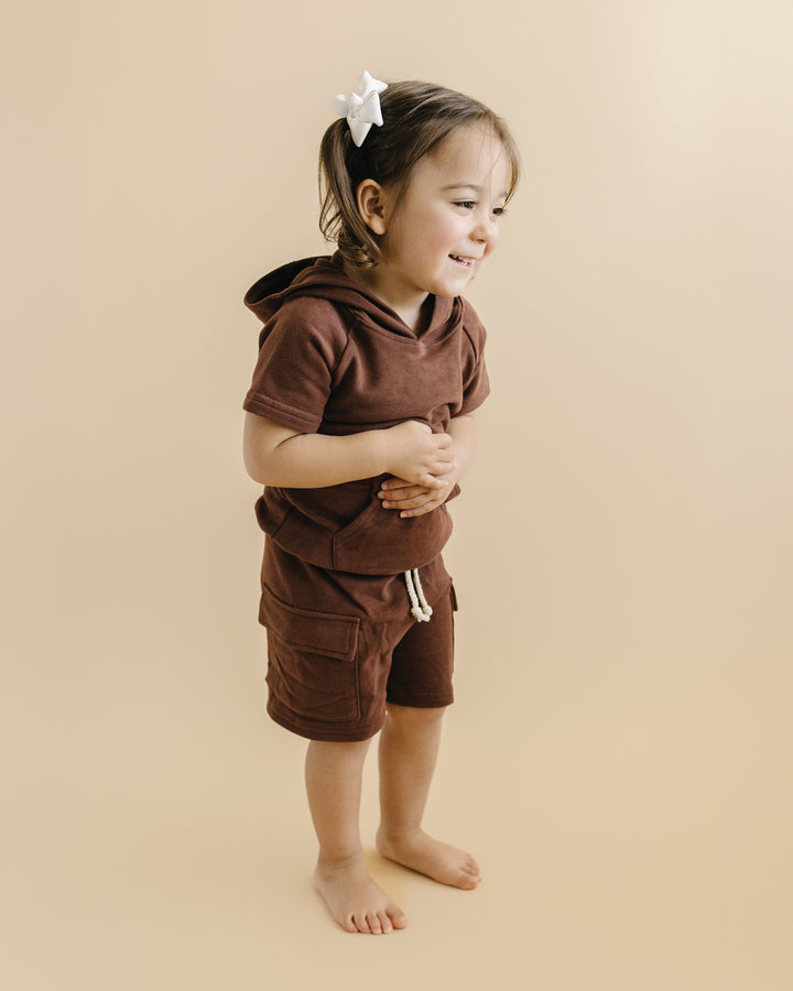 Terry Cargo Shorts Set | Chocolate