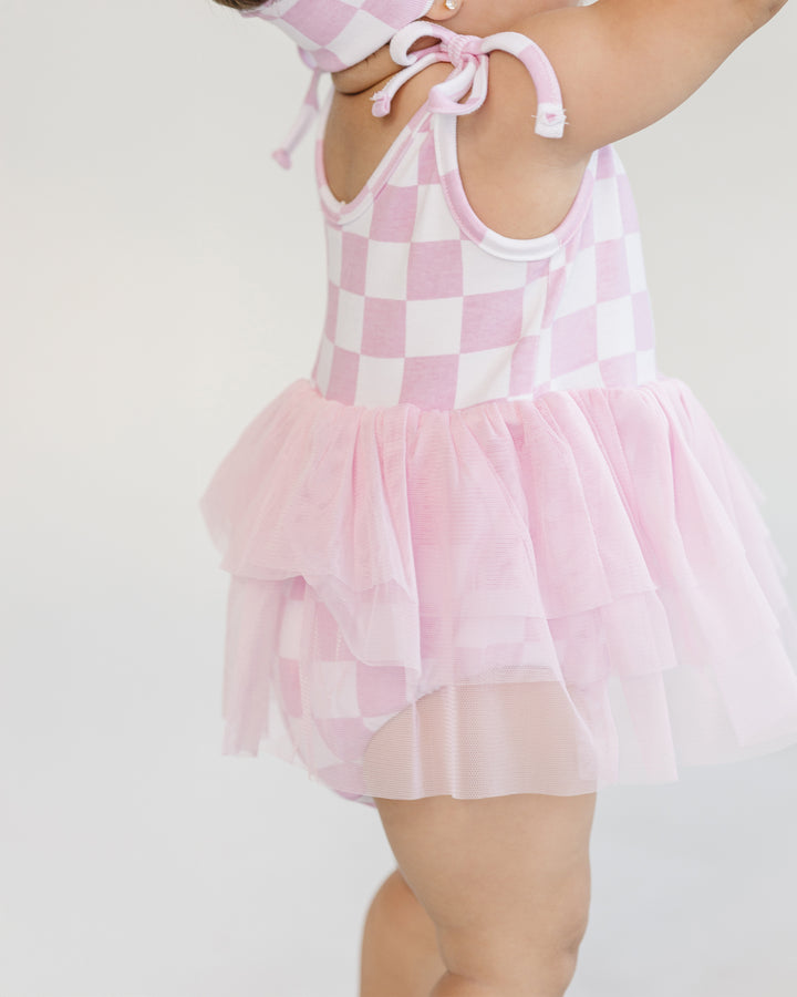 Tutu Romper | Checkered Pink