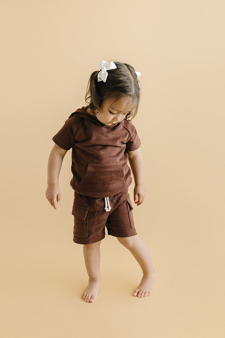 Terry Cargo Shorts Set | Chocolate