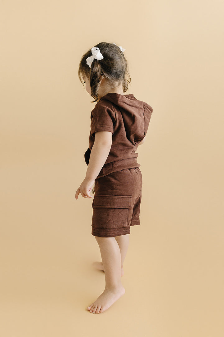 Terry Cargo Shorts Set | Chocolate