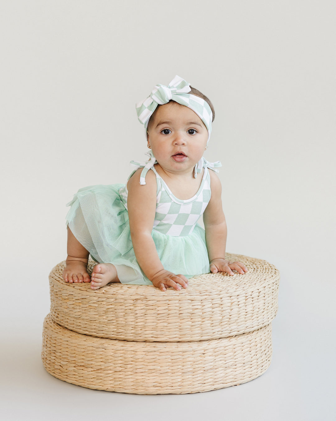 Tutu Romper | Checkered Mint