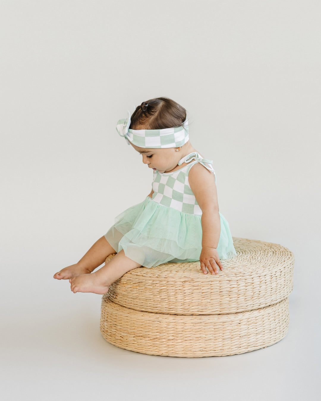 Tutu Romper | Checkered Mint