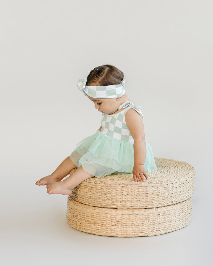 Tutu Romper | Checkered Mint