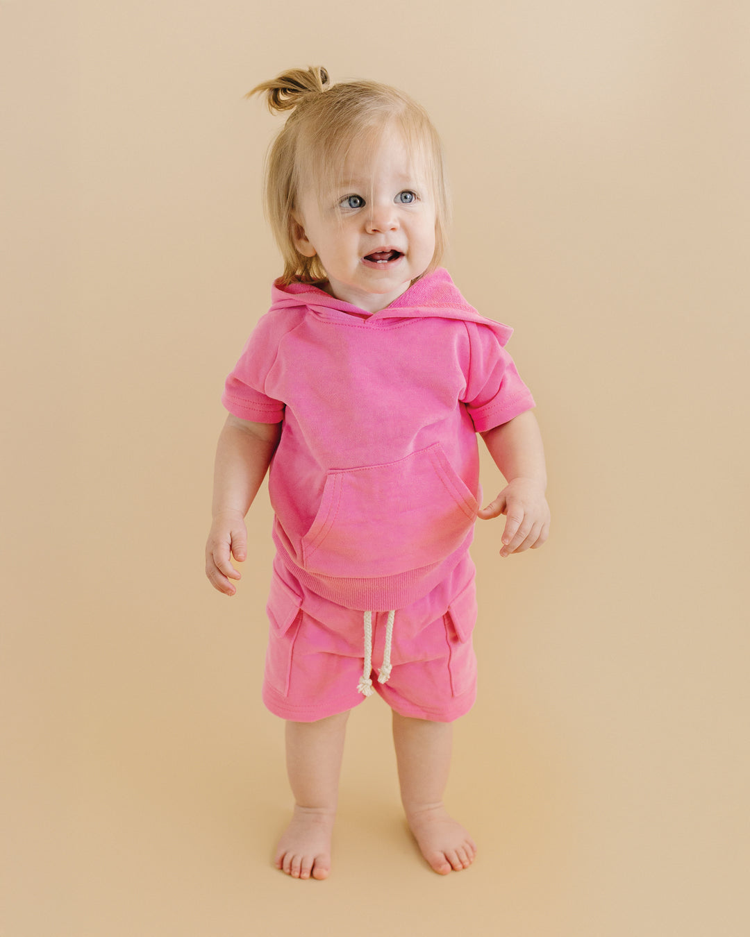 Terry Cargo Shorts Set | Pink