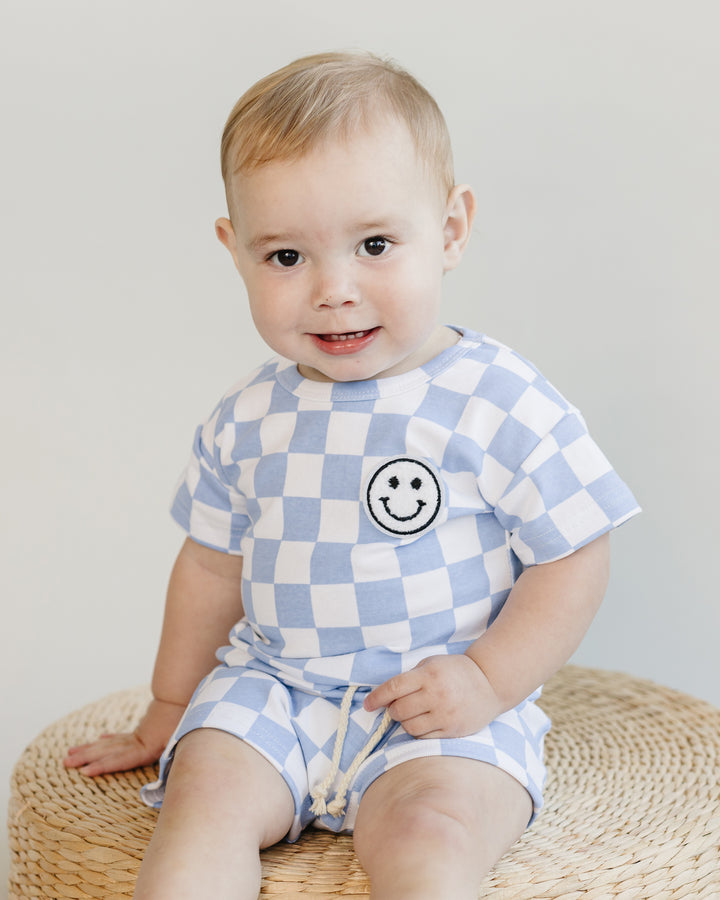 Checkered Shorts Set | Blue