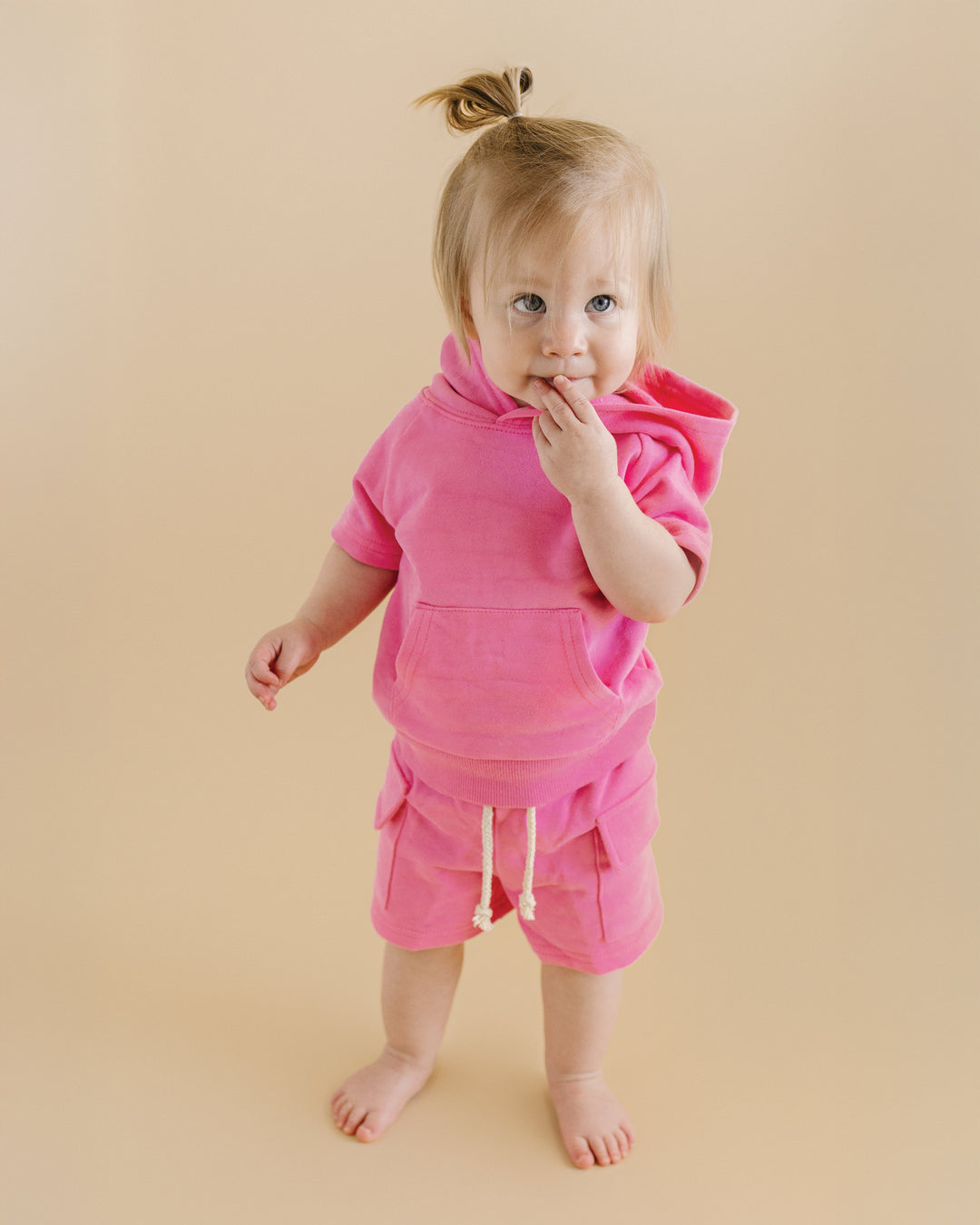 Terry Cargo Shorts Set | Pink