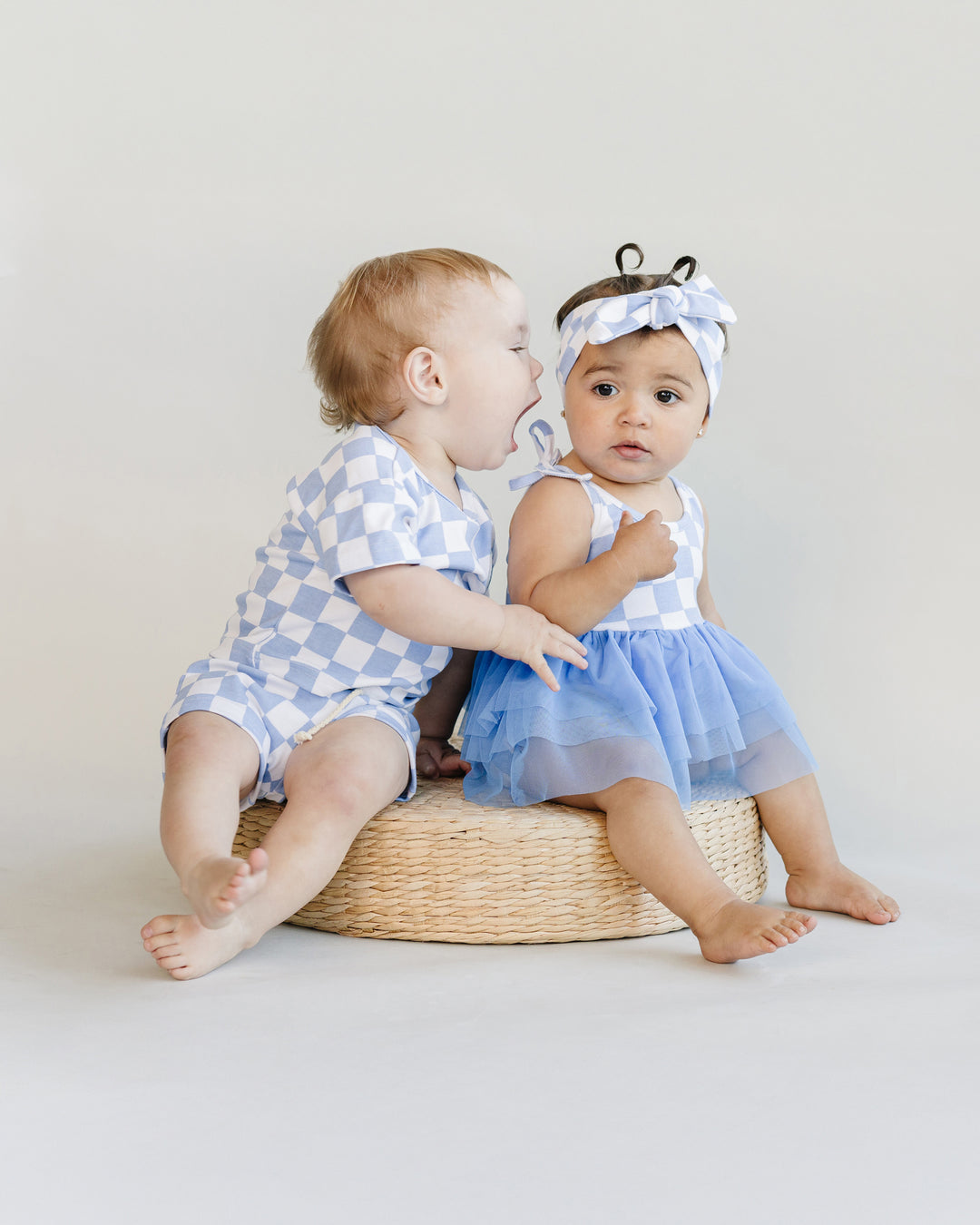 Tutu Romper | Checkered Blue