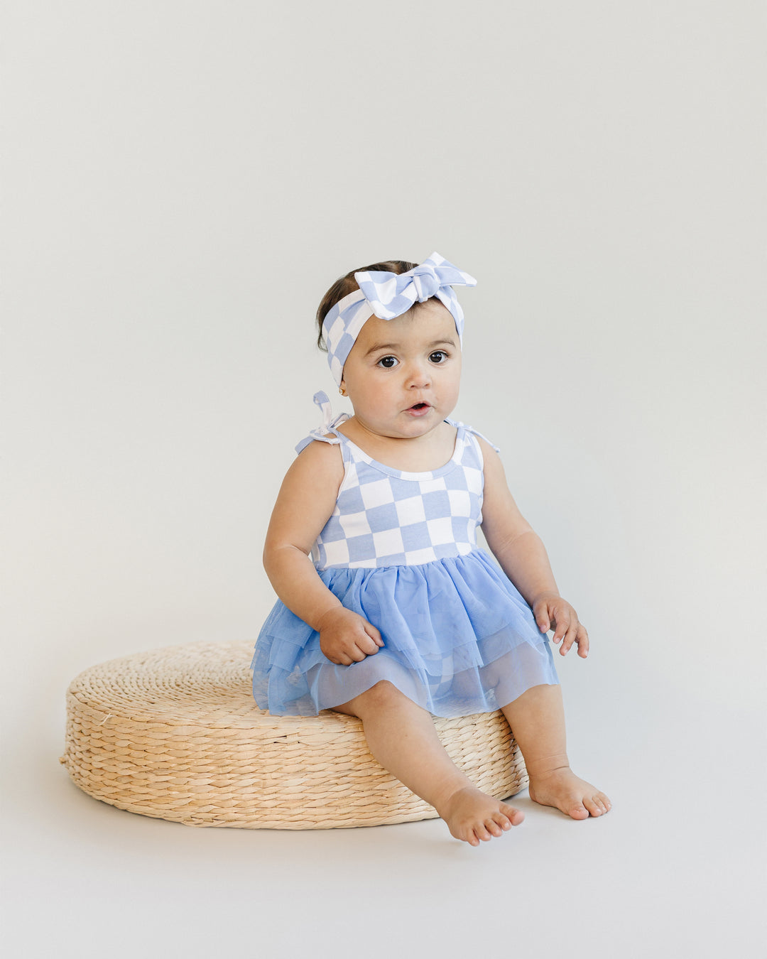 Tutu Romper | Checkered Blue